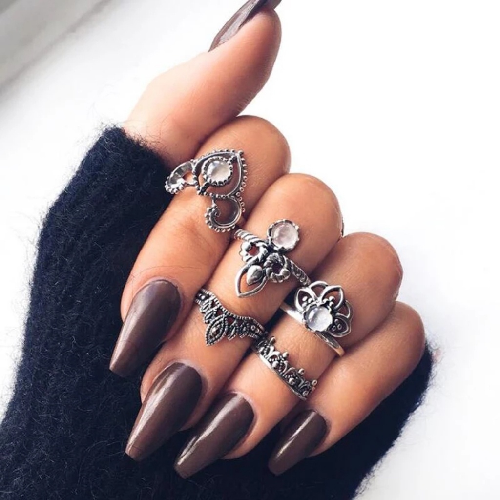 Trendy Boho Tiara Princess Ring Set